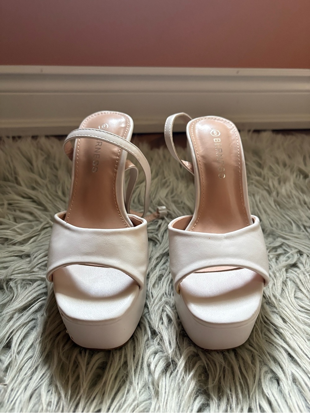 Bernardo Pearl White Platform Slide Sandals